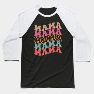 Mother's Day 2024 - Mama Retro Groovy Baseball T-Shirt